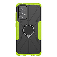 Funda Bumper Silicona y Plastico Mate Carcasa con Magnetico Anillo de dedo Soporte JX1 para Samsung Galaxy A52 4G Verde