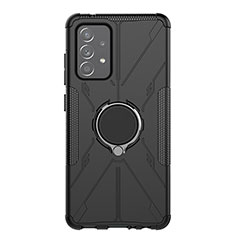 Funda Bumper Silicona y Plastico Mate Carcasa con Magnetico Anillo de dedo Soporte JX1 para Samsung Galaxy A52 5G Negro