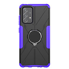 Funda Bumper Silicona y Plastico Mate Carcasa con Magnetico Anillo de dedo Soporte JX1 para Samsung Galaxy A52s 5G Morado