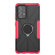 Funda Bumper Silicona y Plastico Mate Carcasa con Magnetico Anillo de dedo Soporte JX1 para Samsung Galaxy A52s 5G Rosa Roja