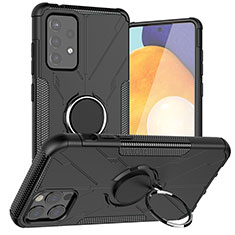 Funda Bumper Silicona y Plastico Mate Carcasa con Magnetico Anillo de dedo Soporte JX1 para Samsung Galaxy A72 4G Negro