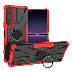 Funda Bumper Silicona y Plastico Mate Carcasa con Magnetico Anillo de dedo Soporte JX1 para Sony Xperia 1 IV Rojo