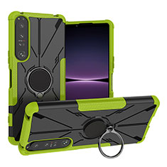 Funda Bumper Silicona y Plastico Mate Carcasa con Magnetico Anillo de dedo Soporte JX1 para Sony Xperia 1 IV Verde