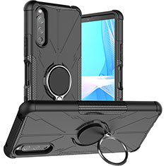 Funda Bumper Silicona y Plastico Mate Carcasa con Magnetico Anillo de dedo Soporte JX1 para Sony Xperia 10 III Lite Negro