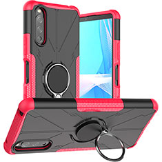 Funda Bumper Silicona y Plastico Mate Carcasa con Magnetico Anillo de dedo Soporte JX1 para Sony Xperia 10 III Lite Rosa Roja