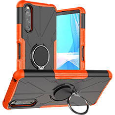 Funda Bumper Silicona y Plastico Mate Carcasa con Magnetico Anillo de dedo Soporte JX1 para Sony Xperia 10 III Naranja