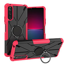 Funda Bumper Silicona y Plastico Mate Carcasa con Magnetico Anillo de dedo Soporte JX1 para Sony Xperia 10 IV SO-52C Rosa Roja