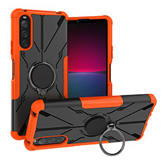 Funda Bumper Silicona y Plastico Mate Carcasa con Magnetico Anillo de dedo Soporte JX1 para Sony Xperia 10 IV SOG07 Naranja