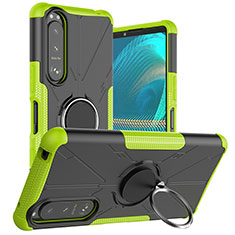 Funda Bumper Silicona y Plastico Mate Carcasa con Magnetico Anillo de dedo Soporte JX1 para Sony Xperia 5 III SO-53B Verde