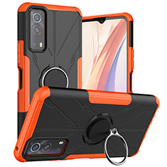 Funda Bumper Silicona y Plastico Mate Carcasa con Magnetico Anillo de dedo Soporte JX1 para Vivo iQOO Z3 5G Naranja