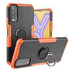 Funda Bumper Silicona y Plastico Mate Carcasa con Magnetico Anillo de dedo Soporte JX1 para Vivo Y12A Naranja