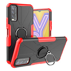 Funda Bumper Silicona y Plastico Mate Carcasa con Magnetico Anillo de dedo Soporte JX1 para Vivo Y12A Rojo