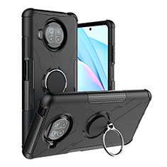 Funda Bumper Silicona y Plastico Mate Carcasa con Magnetico Anillo de dedo Soporte JX1 para Xiaomi Mi 10i 5G Negro