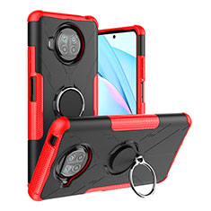 Funda Bumper Silicona y Plastico Mate Carcasa con Magnetico Anillo de dedo Soporte JX1 para Xiaomi Mi 10i 5G Rojo