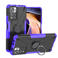 Funda Bumper Silicona y Plastico Mate Carcasa con Magnetico Anillo de dedo Soporte JX1 para Xiaomi Mi 11i 5G (2022) Morado