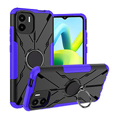 Funda Bumper Silicona y Plastico Mate Carcasa con Magnetico Anillo de dedo Soporte JX1 para Xiaomi Poco C51 Morado