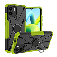 Funda Bumper Silicona y Plastico Mate Carcasa con Magnetico Anillo de dedo Soporte JX1 para Xiaomi Poco C51 Verde