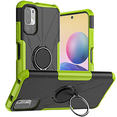 Funda Bumper Silicona y Plastico Mate Carcasa con Magnetico Anillo de dedo Soporte JX1 para Xiaomi POCO M3 Pro 5G Verde