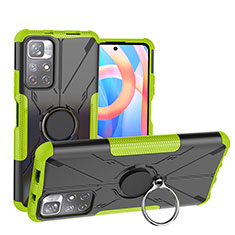 Funda Bumper Silicona y Plastico Mate Carcasa con Magnetico Anillo de dedo Soporte JX1 para Xiaomi Poco M4 Pro 5G Verde