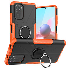 Funda Bumper Silicona y Plastico Mate Carcasa con Magnetico Anillo de dedo Soporte JX1 para Xiaomi Poco M5S Naranja