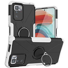 Funda Bumper Silicona y Plastico Mate Carcasa con Magnetico Anillo de dedo Soporte JX1 para Xiaomi Poco X3 GT 5G Plata