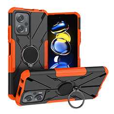 Funda Bumper Silicona y Plastico Mate Carcasa con Magnetico Anillo de dedo Soporte JX1 para Xiaomi Poco X4 GT 5G Naranja