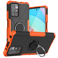 Funda Bumper Silicona y Plastico Mate Carcasa con Magnetico Anillo de dedo Soporte JX1 para Xiaomi Redmi 10 (2022) Naranja
