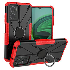 Funda Bumper Silicona y Plastico Mate Carcasa con Magnetico Anillo de dedo Soporte JX1 para Xiaomi Redmi 10 5G Rojo