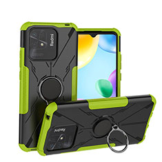 Funda Bumper Silicona y Plastico Mate Carcasa con Magnetico Anillo de dedo Soporte JX1 para Xiaomi Redmi 10 India Verde