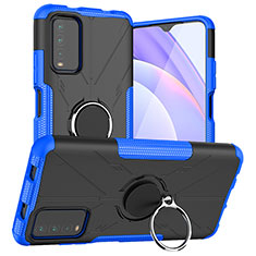 Funda Bumper Silicona y Plastico Mate Carcasa con Magnetico Anillo de dedo Soporte JX1 para Xiaomi Redmi 9T 4G Azul