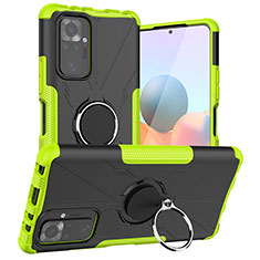 Funda Bumper Silicona y Plastico Mate Carcasa con Magnetico Anillo de dedo Soporte JX1 para Xiaomi Redmi Note 10 Pro Max Verde