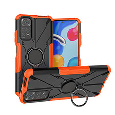 Funda Bumper Silicona y Plastico Mate Carcasa con Magnetico Anillo de dedo Soporte JX1 para Xiaomi Redmi Note 11 4G (2022) Naranja