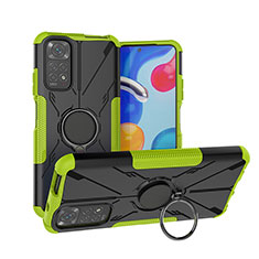 Funda Bumper Silicona y Plastico Mate Carcasa con Magnetico Anillo de dedo Soporte JX1 para Xiaomi Redmi Note 11 4G (2022) Verde