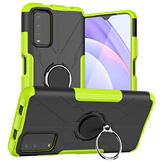 Funda Bumper Silicona y Plastico Mate Carcasa con Magnetico Anillo de dedo Soporte JX1 para Xiaomi Redmi Note 9 4G Verde