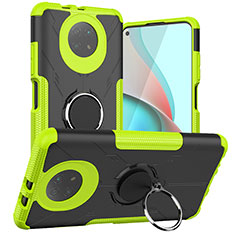 Funda Bumper Silicona y Plastico Mate Carcasa con Magnetico Anillo de dedo Soporte JX1 para Xiaomi Redmi Note 9T 5G Verde