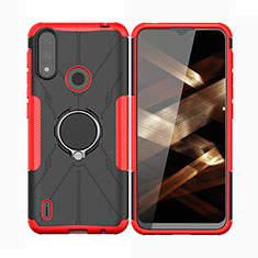 Funda Bumper Silicona y Plastico Mate Carcasa con Magnetico Anillo de dedo Soporte JX2 para Motorola Moto E7 Power Rojo