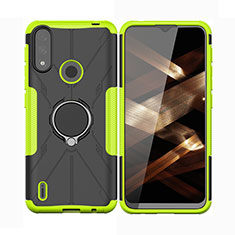 Funda Bumper Silicona y Plastico Mate Carcasa con Magnetico Anillo de dedo Soporte JX2 para Motorola Moto E7 Power Verde