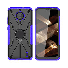 Funda Bumper Silicona y Plastico Mate Carcasa con Magnetico Anillo de dedo Soporte JX2 para Nokia C10 Morado