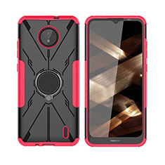 Funda Bumper Silicona y Plastico Mate Carcasa con Magnetico Anillo de dedo Soporte JX2 para Nokia C10 Rosa Roja