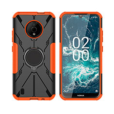 Funda Bumper Silicona y Plastico Mate Carcasa con Magnetico Anillo de dedo Soporte JX2 para Nokia C200 Naranja