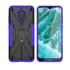 Funda Bumper Silicona y Plastico Mate Carcasa con Magnetico Anillo de dedo Soporte JX2 para Nokia C30 Morado