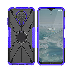 Funda Bumper Silicona y Plastico Mate Carcasa con Magnetico Anillo de dedo Soporte JX2 para Nokia G20 Morado