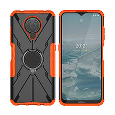 Funda Bumper Silicona y Plastico Mate Carcasa con Magnetico Anillo de dedo Soporte JX2 para Nokia G20 Naranja