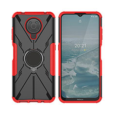 Funda Bumper Silicona y Plastico Mate Carcasa con Magnetico Anillo de dedo Soporte JX2 para Nokia G30 Rojo