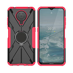 Funda Bumper Silicona y Plastico Mate Carcasa con Magnetico Anillo de dedo Soporte JX2 para Nokia G30 Rosa Roja