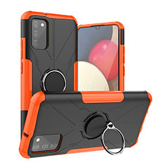 Funda Bumper Silicona y Plastico Mate Carcasa con Magnetico Anillo de dedo Soporte JX2 para Samsung Galaxy A03s Naranja