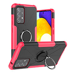 Funda Bumper Silicona y Plastico Mate Carcasa con Magnetico Anillo de dedo Soporte JX2 para Samsung Galaxy A52 4G Rosa Roja