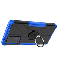 Funda Bumper Silicona y Plastico Mate Carcasa con Magnetico Anillo de dedo Soporte JX2 para Samsung Galaxy A72 4G Azul