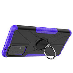 Funda Bumper Silicona y Plastico Mate Carcasa con Magnetico Anillo de dedo Soporte JX2 para Samsung Galaxy A72 4G Morado