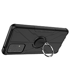 Funda Bumper Silicona y Plastico Mate Carcasa con Magnetico Anillo de dedo Soporte JX2 para Samsung Galaxy A72 4G Negro